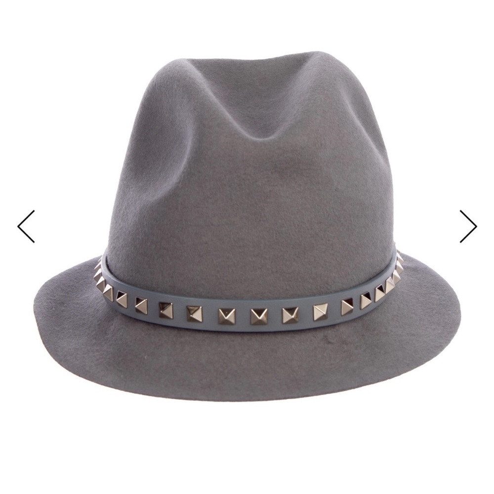 Valentino Gray Fedora with Studded Band - Picture 3 of 5